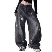 Women’s Cute Y2K Star Low Rise Barrel Leg Loose Jeans
