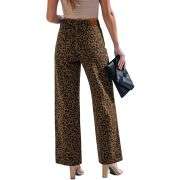 Women’s High Rise Cheetah Print Wide Leg Jeans