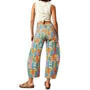Women’s Mid Rise Printed Loose Barrel Leg Jeans