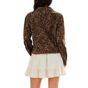 Women’s Cheetah Print Stretch Frayed Hem Denim Jacket