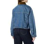 Women’s Contrast Corduroy Collar Cropped Heavyweight Denim Jacket