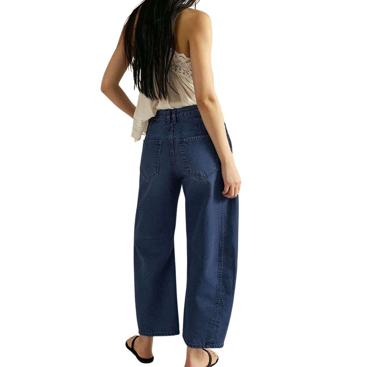Women’s Casual Wide Leg Mid Rise Denim Jeans