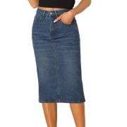 Women’s High Waisted Midi Denim Skirt