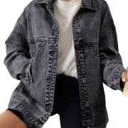 Women’s Casual Drop Shoulder Button Front Denim Jacket With Pockets