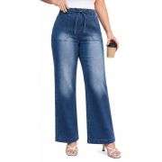 Plus Size Women’s High Waisted Straight Wide Leg Jeans