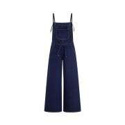 Women’s Bow Detail Adjustable Strap Denim Bib Overalls