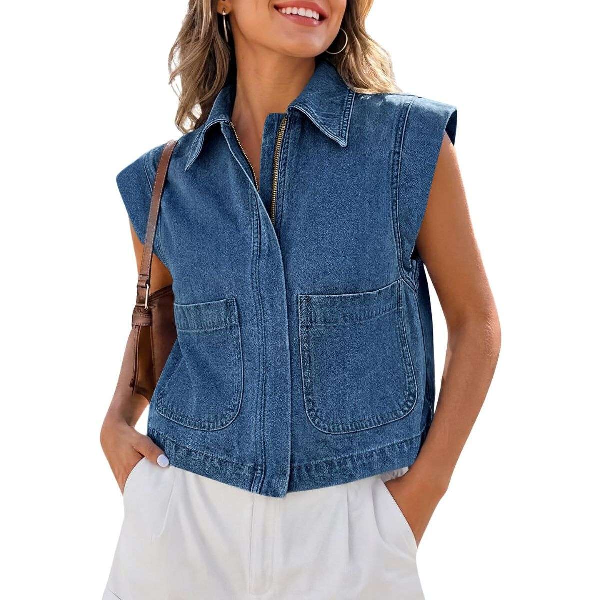 Women’s Zip Up Denim Vest