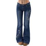 Women’s Mid Rise Embroidered Vintage Flare Jeans