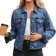 Women’s Slim Fit Button Front Western Denim Jacket