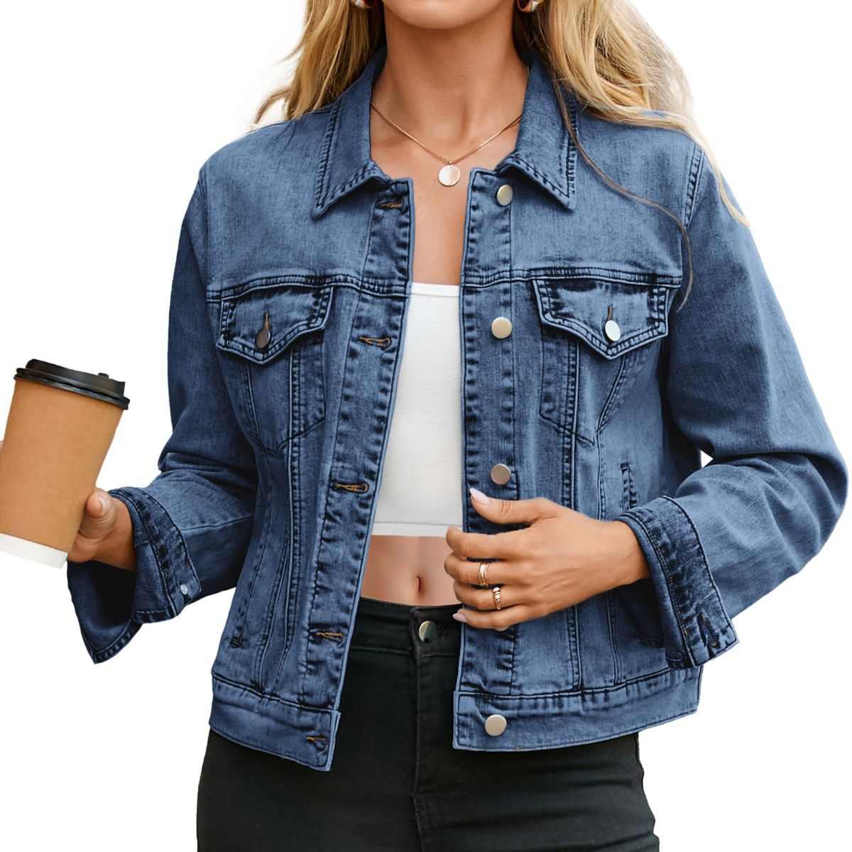 Women’s Slim Fit Button Front Western Denim Jacket