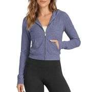 Women’s Full Zip Up Hooded Cropped Jacket with Pockets