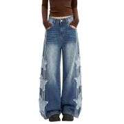 Women’s Cute Star Patchwork Loose Fit Jeans