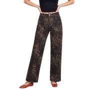 Women’s High Rise Cheetah Print Wide Leg Jeans
