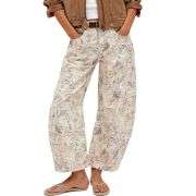 Women’s Mid Rise Printed Loose Barrel Leg Jeans