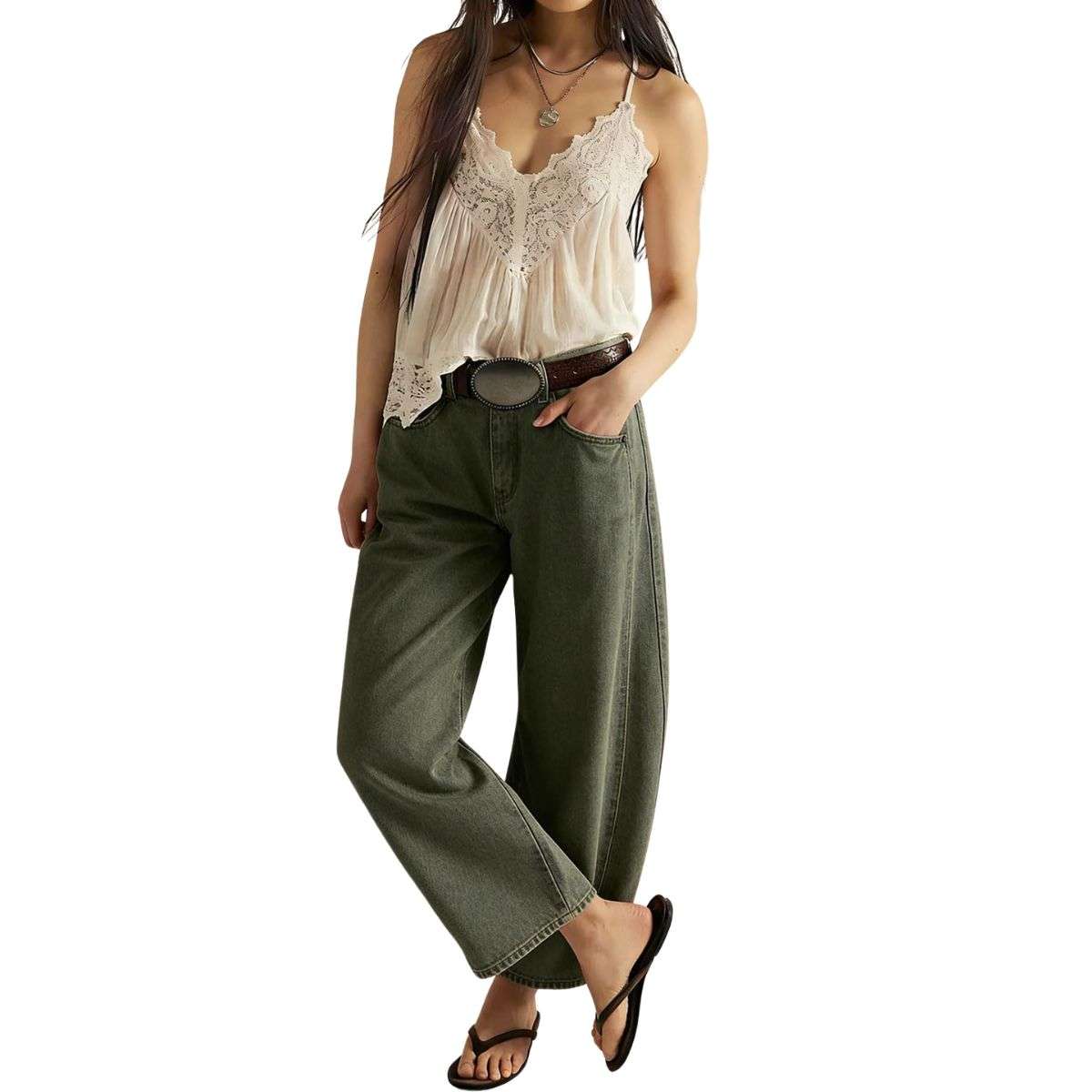 Women’s Casual Wide Leg Mid Rise Denim Jeans