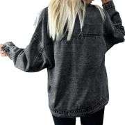 Women’s Casual Drop Shoulder Button Front Denim Jacket With Pockets