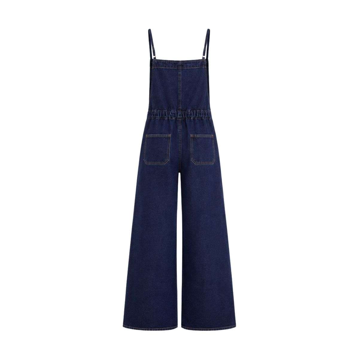 Women’s Bow Detail Adjustable Strap Denim Bib Overalls