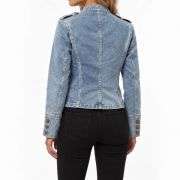 Women’s Vintage Stand Collar Double Breasted Denim Jacket