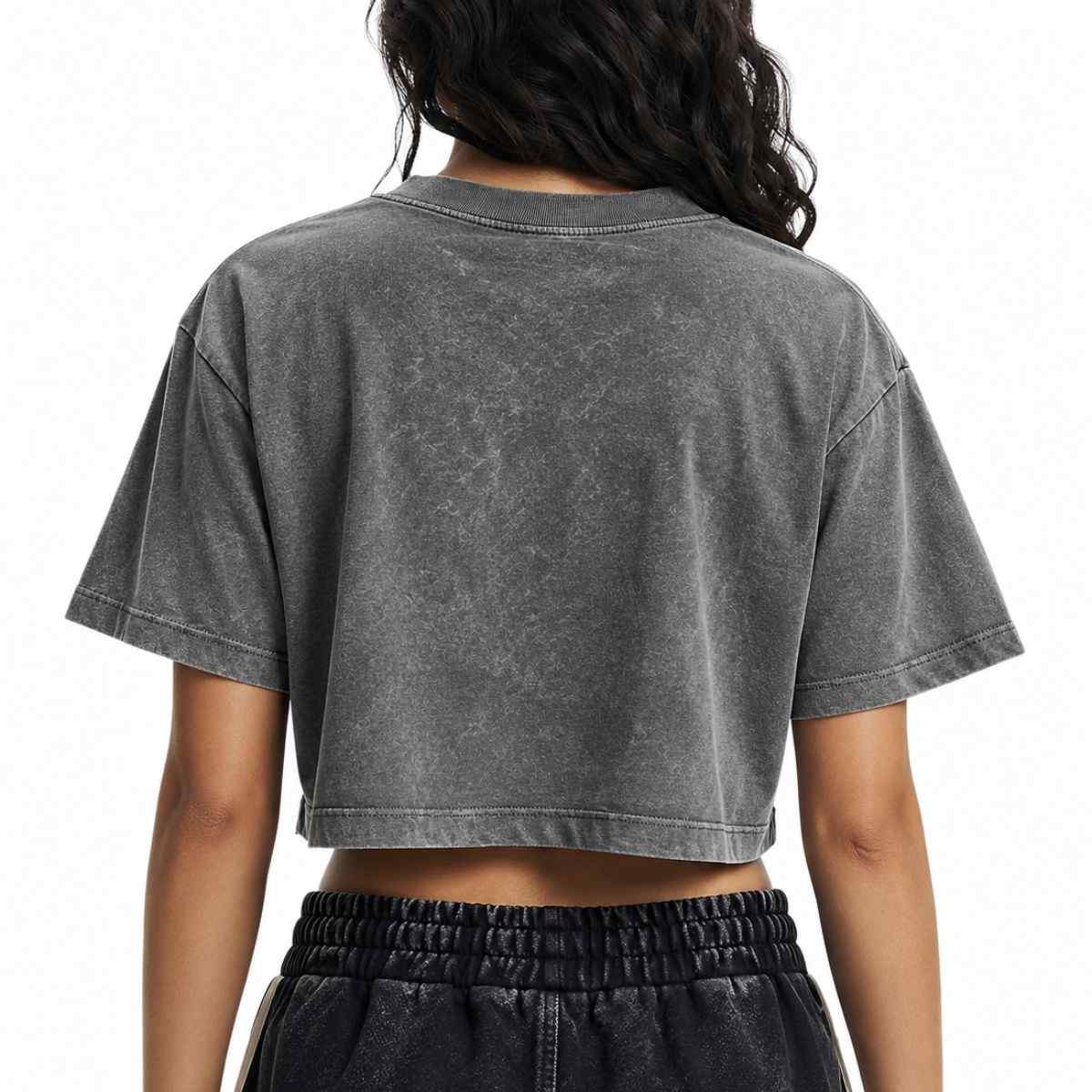 Women’s Loose Fit Acid Wash Cropped Short Sleeve T-Shirt