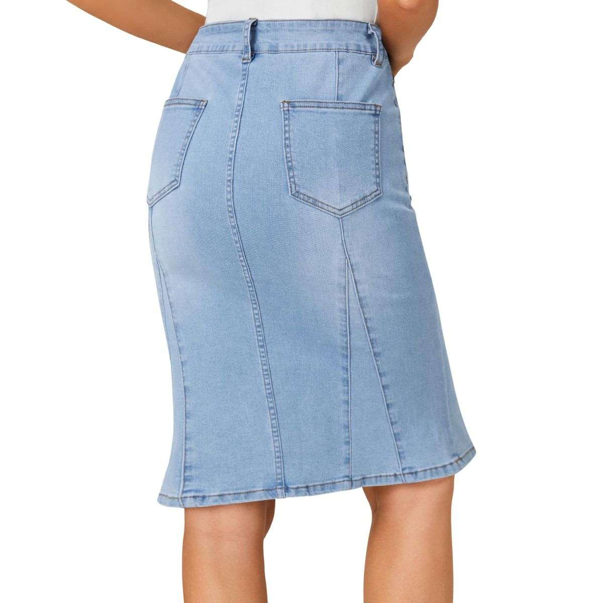 Women’s High Waisted Denim Midi Skirt