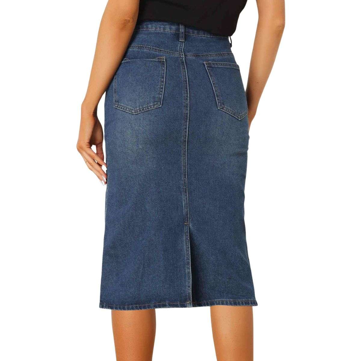 Women’s High Waisted Midi Denim Skirt