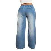 Plus Size Women’s Drawstring Waist Loose Wide Leg Jeans