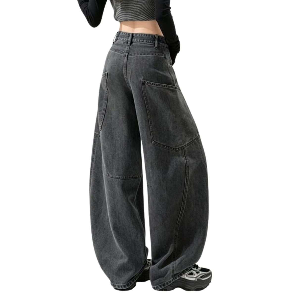 Women’s High Rise Barrel Leg Loose Fit Jeans