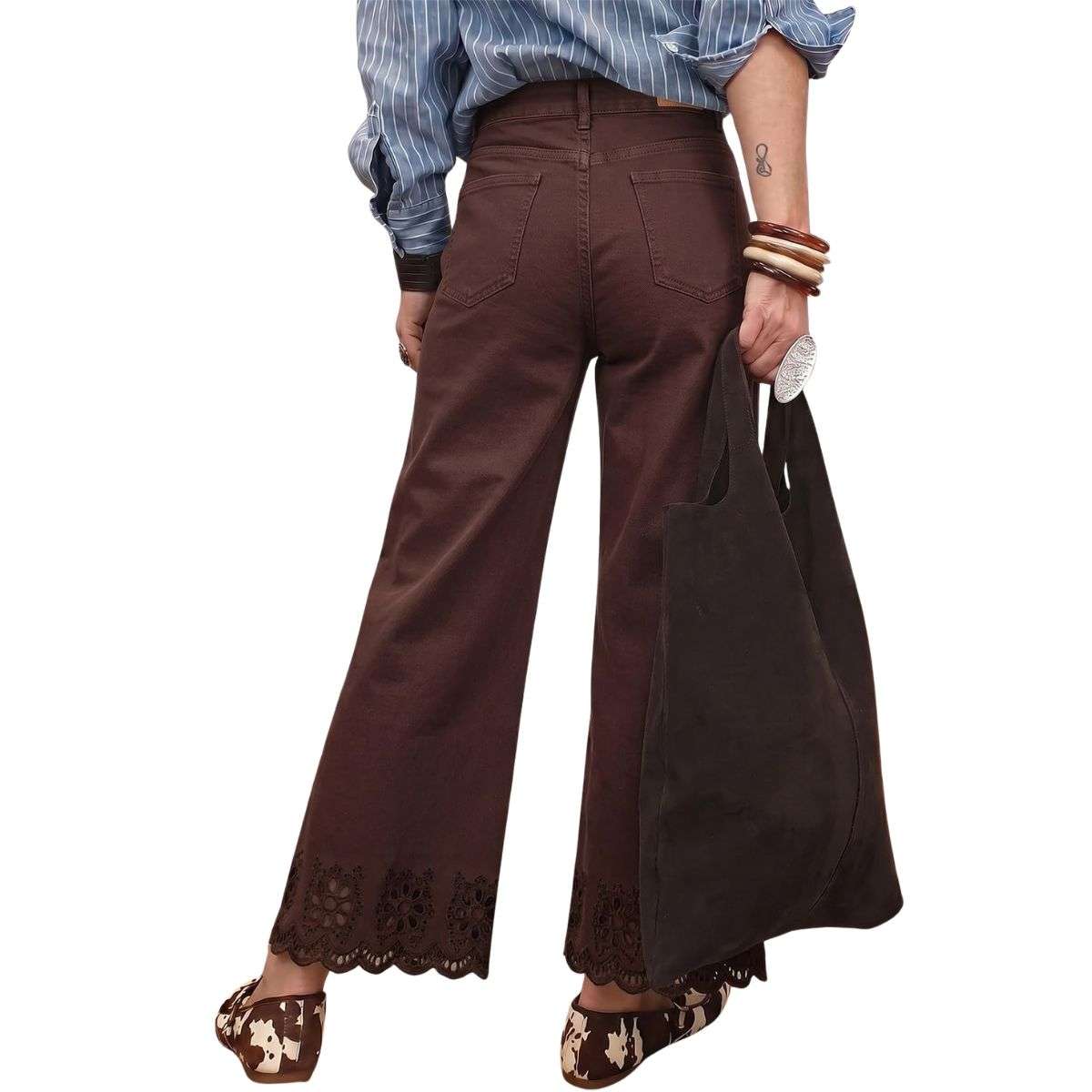 Women’s Embroidered Stretch Wide Leg Jeans