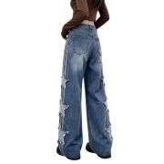 Women’s Cute Star Patchwork Loose Fit Jeans