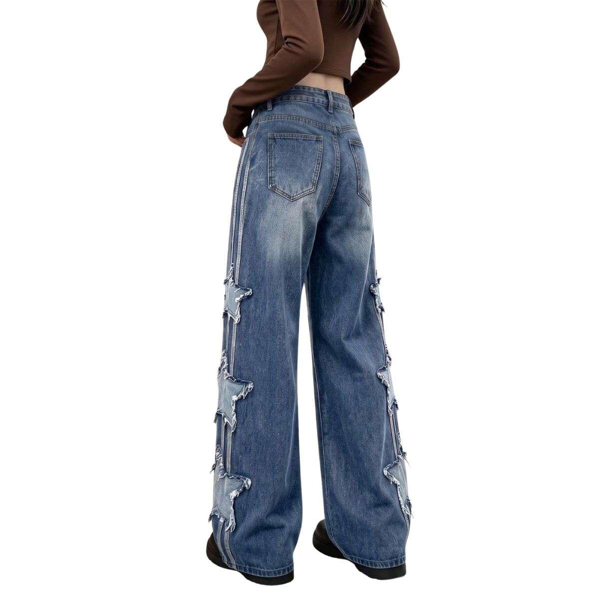 Women’s Cute Star Patchwork Loose Fit Jeans