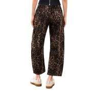 Women’s High Rise Leopard Print Wide Barrel Leg Jeans