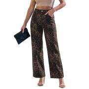 Women’s High Rise Cheetah Print Wide Leg Jeans