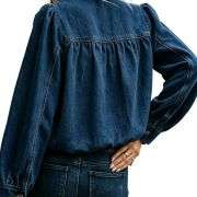 Women’s Puff Sleeve Button Vintage Denim Jacket