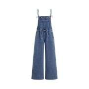Women’s Bow Detail Adjustable Strap Denim Bib Overalls