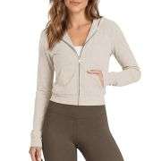 Women’s Full Zip Up Hooded Cropped Jacket with Pockets