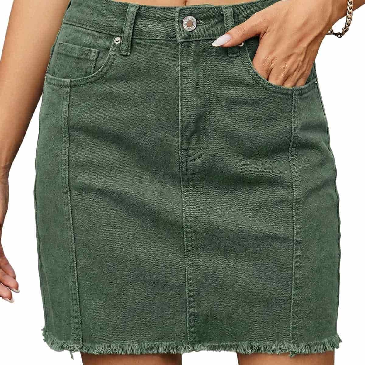 Women’s High Waisted Seam Stitched Denim Skirt