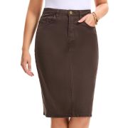Women’s Stretchy Back Slit Midi Denim Skirt