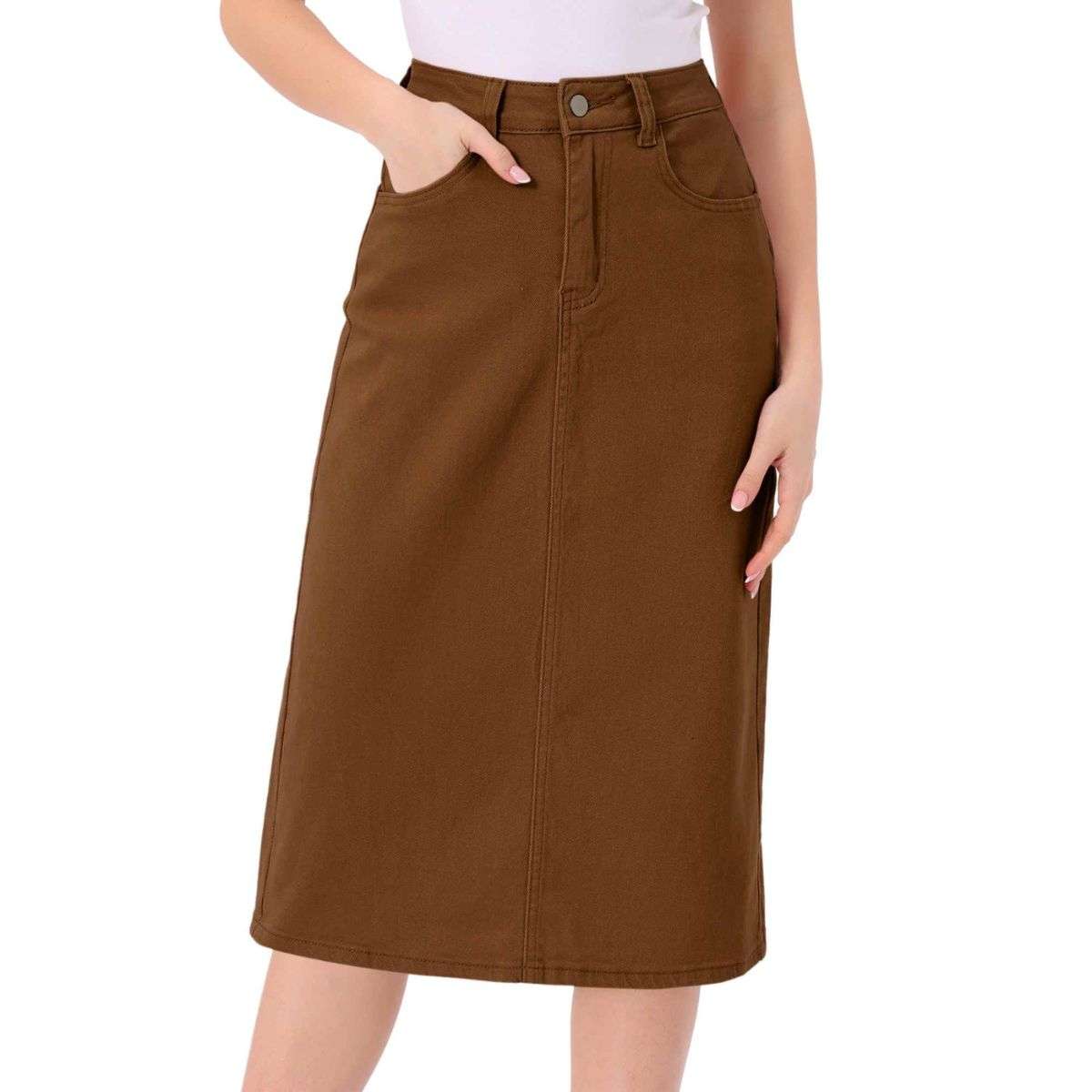 Women’s High Waisted Midi Denim Skirt