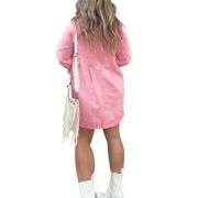 Women’s Button Front Long Sleeve Short Denim Dress