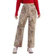 Women’s High Rise Wide Leg Stretch Leopard Print Ankle Jeans