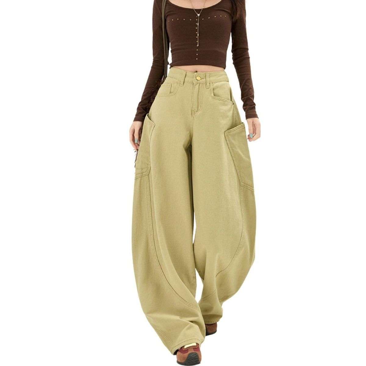 Women’s High Rise Barrel Leg Loose Fit Jeans