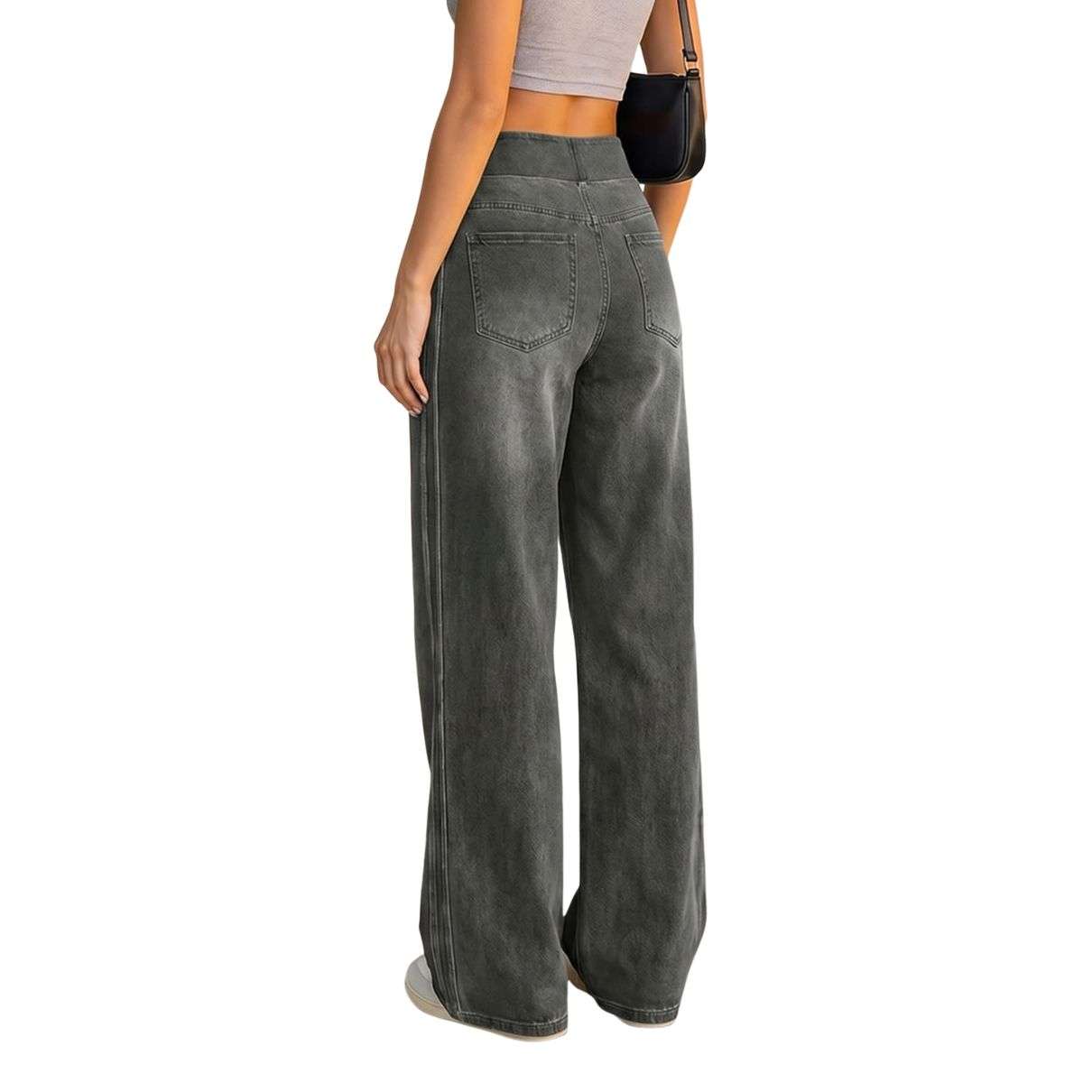 Women’s Side Stripe Stretch Wide Leg Jeans