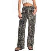 Women’s High Rise Leopard Print Wide Leg Loose Fit Jeans
