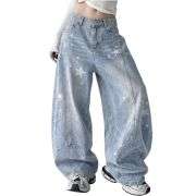 Women’s Cute Y2K Star Low Rise Barrel Leg Loose Jeans