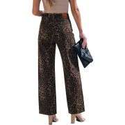 Women’s High Rise Cheetah Print Wide Leg Jeans