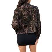 Women’s Cheetah Print Stretch Frayed Hem Denim Jacket
