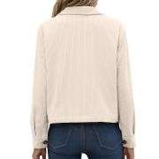 Women’s Fashion Cropped Corduroy Collared Long Sleeve Jacket