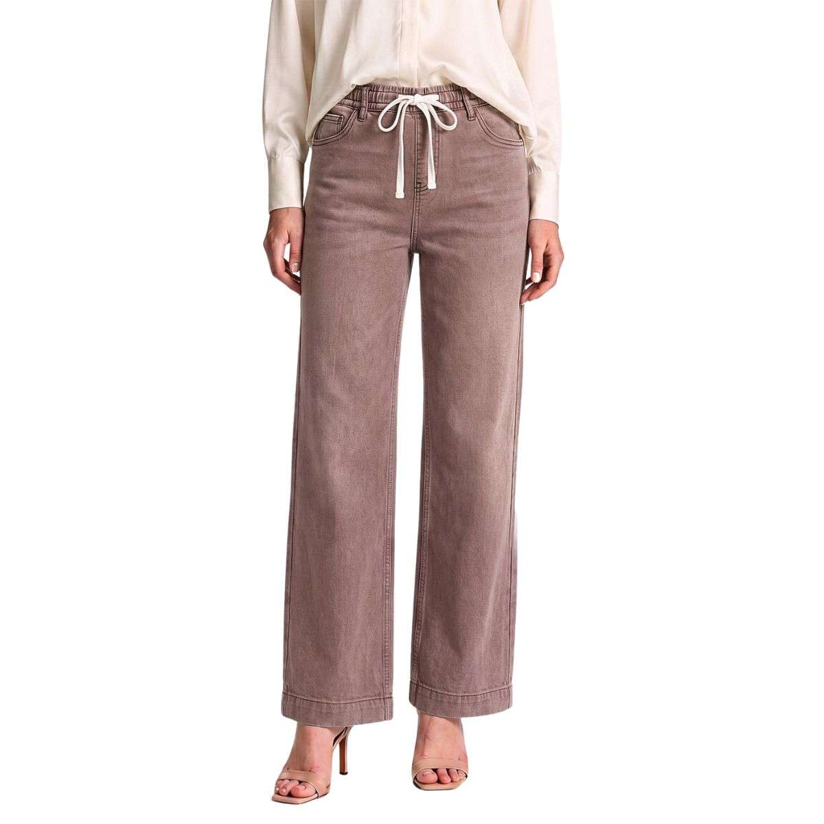 Women’s High Waist Pull On Stretchy Straight Leg Denim Long Pants