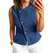 Women’s Asymmetrical Denim Vest