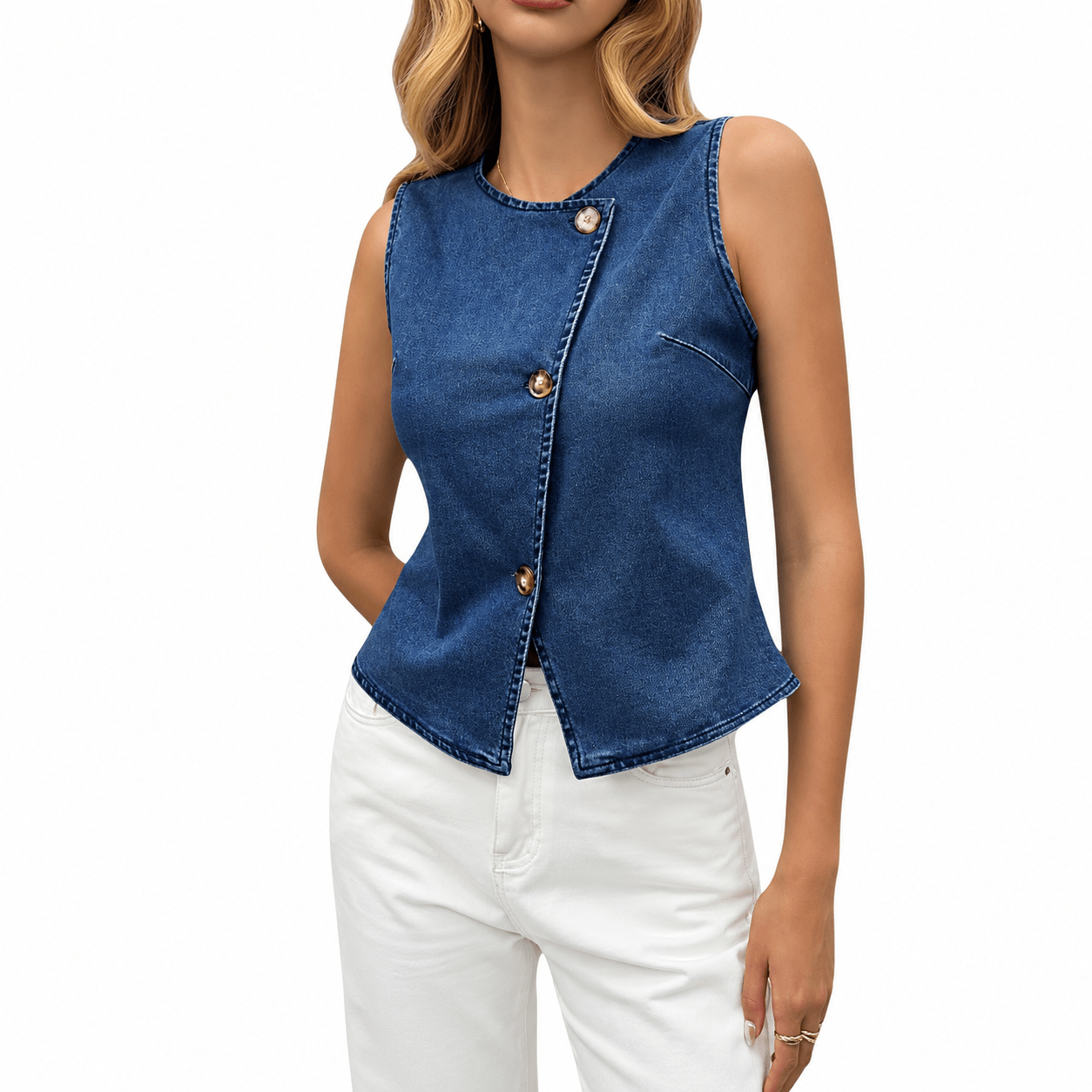 Women’s Asymmetrical Denim Vest